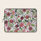 Mauve Pink Forest Green Watercolor Flowers Leaves Laptop Sleeve Gallery Image 1