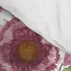 Mauve Pink Forest Green Watercolor Flowers Leaves Comforter Gallery Image 4