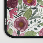 Mauve Pink Forest Green Watercolor Flowers Leaves Laptop Sleeve Gallery Image 3