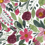 Mauve Pink Forest Green Watercolor Flowers Leaves Coffee Mug Gallery Image 2