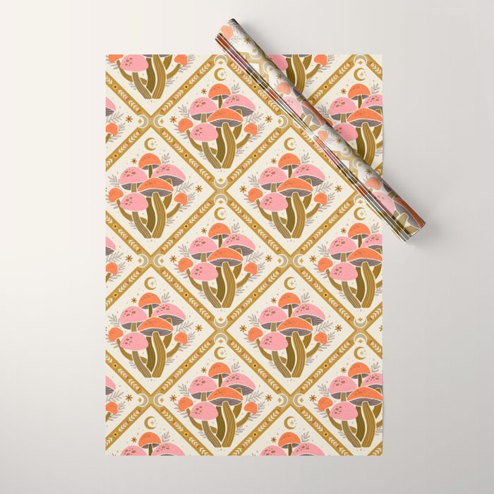 Mushrooms and Moons - Light Wrapping Paper Gallery Image 1
