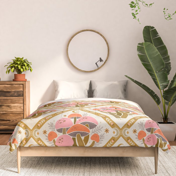 Mushrooms and Moons - Light Comforter Gallery Image 3
