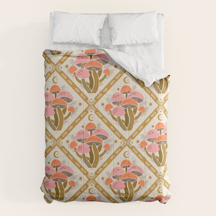 Mushrooms and Moons - Light Comforter Gallery Image 1