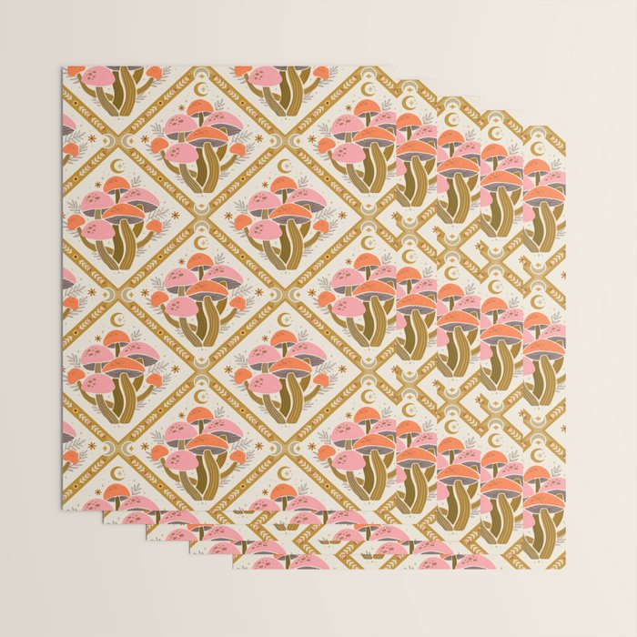 Mushrooms and Moons - Light Wrapping Paper Gallery Image 3