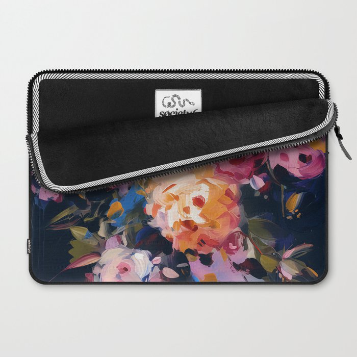 Splashes of Pink and Navy Flowery Art Laptop Sleeve Gallery Image 2