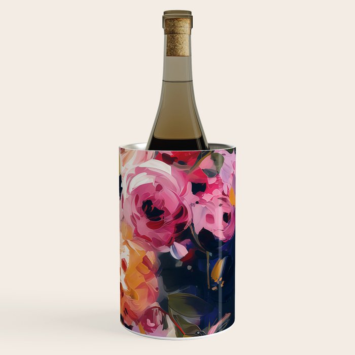 Splashes of Pink and Navy Flowery Art Wine Chiller Gallery Image 3
