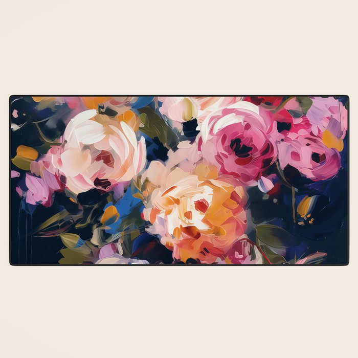 Splashes of Pink and Navy Flowery Art Desk Mat Gallery Image 3