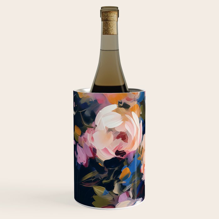 Splashes of Pink and Navy Flowery Art Wine Chiller Gallery Image 2