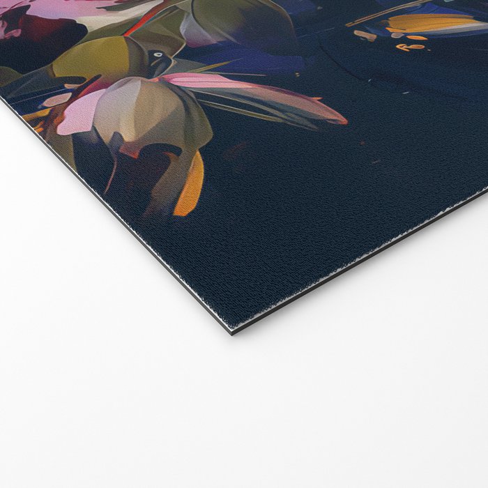 Splashes of Pink and Navy Flowery Art Welcome Mat Gallery Image 2