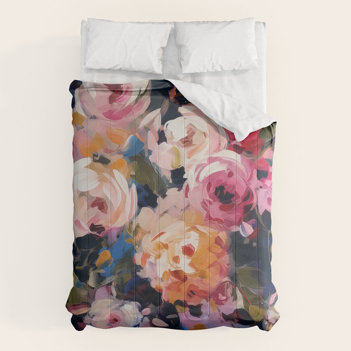 Splashes of Pink and Navy Flowery Art Comforter Gallery Image 6