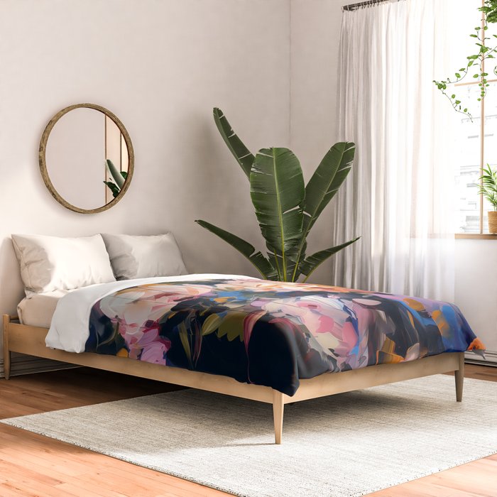 Splashes of Pink and Navy Flowery Art Comforter Gallery Image 2
