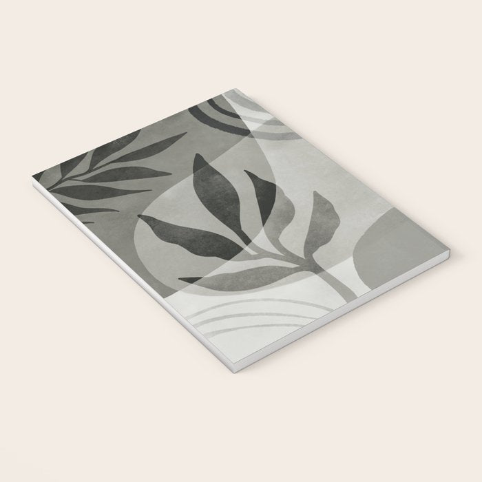 Abstract Botanical Mid Century Art Greenish Grey Notebook Gallery Image 3