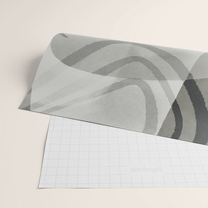 Abstract Botanical Mid Century Art Greenish Grey Wrapping Paper Gallery Image 2