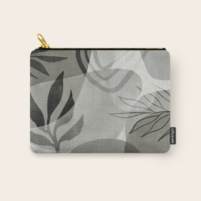 Abstract Botanical Mid Century Art Greenish Grey Carry All Pouch Gallery Image 1