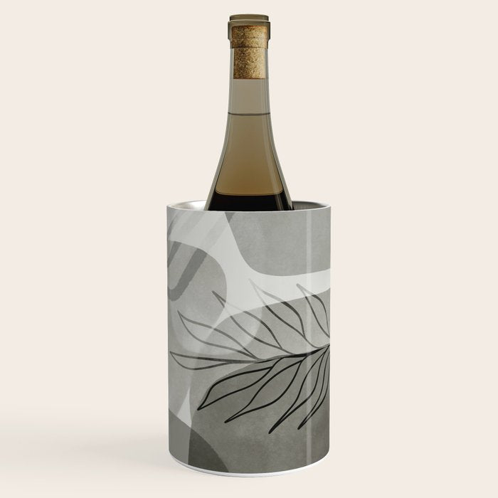 Abstract Botanical Mid Century Art Greenish Grey Wine Chiller Gallery Image 3
