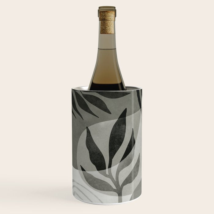 Abstract Botanical Mid Century Art Greenish Grey Wine Chiller Gallery Image 2