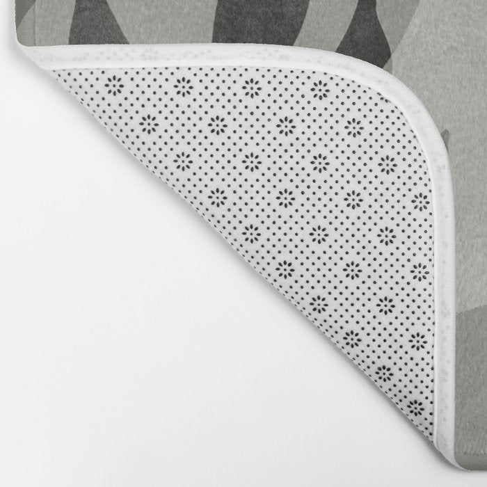 Abstract Botanical Mid Century Art Greenish Grey Bath Mat Gallery Image 2