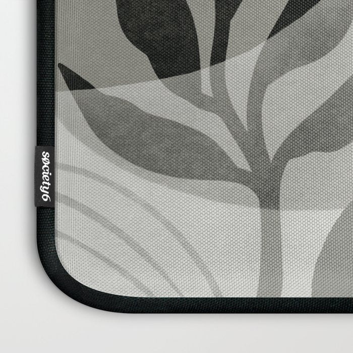 Abstract Botanical Mid Century Art Greenish Grey Laptop Sleeve Gallery Image 3