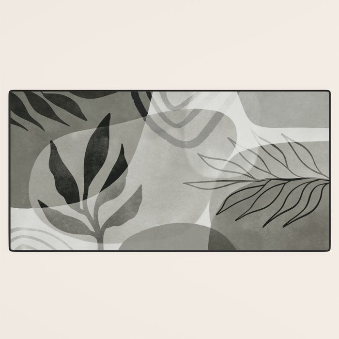 Abstract Botanical Mid Century Art Greenish Grey Desk Mat Gallery Image 3