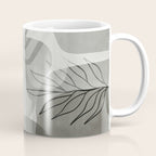 Abstract Botanical Mid Century Art Greenish Grey Coffee Mug Gallery Image 1