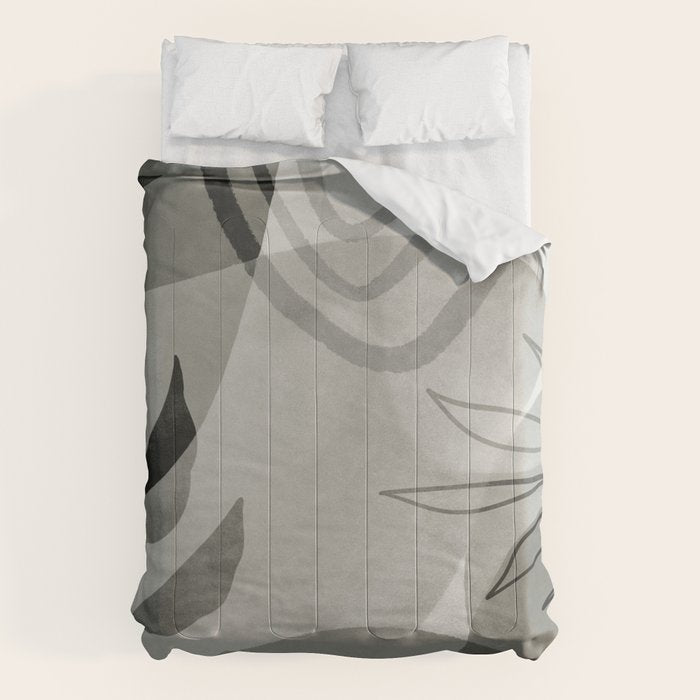 Abstract Botanical Mid Century Art Greenish Grey Comforter Gallery Image 6