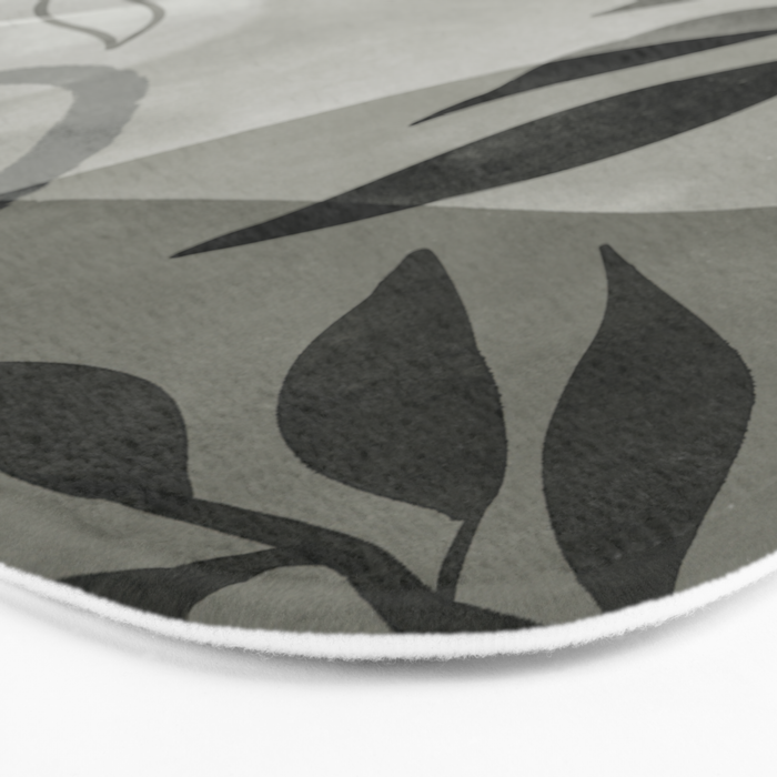 Abstract Botanical Mid Century Art Greenish Grey Bath Mat Gallery Image 3