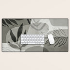 Abstract Botanical Mid Century Art Greenish Grey Desk Mat Gallery Image 1