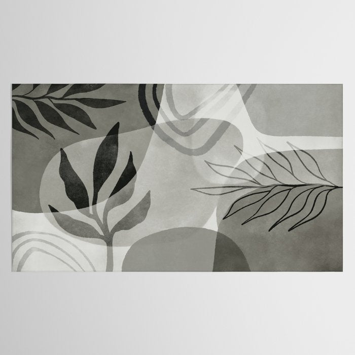 Abstract Botanical Mid Century Art Greenish Grey Tablecloth Gallery Image 2
