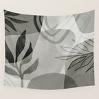 Abstract Botanical Mid Century Art Greenish Grey Wall Tapestry Gallery Image 4