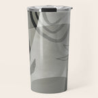 Abstract Botanical Mid Century Art Greenish Grey Travel Mug Gallery Image 1