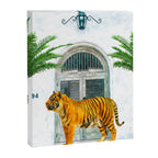 94 Tropical, Greece Architecture Buildings Tiger Wild Cat Watercolor Palm Travel Bohemian Painting Canvas Print Gallery Image 6