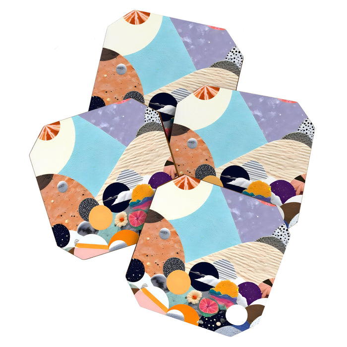 A Fantastic Journey, Graphic Collage Eclectic, Cutout Pop Art Contemporary, Snow Mountain Winter Textures Patterns, Geometric Digital Coaster Gallery Image 1