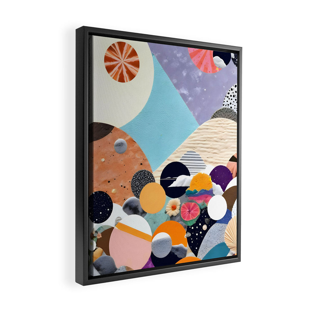 A Fantastic Journey, Graphic Collage Eclectic, Cutout Pop Art Contemporary, Snow Mountain Winter Textures Patterns, Geometric Digital Framed Canvas Print Gallery Image 2