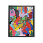 A Hand Is All We Need, Abstract Human Face Community, Humanity People Colorful Concept Positivity Framed Canvas Print Gallery Image 6