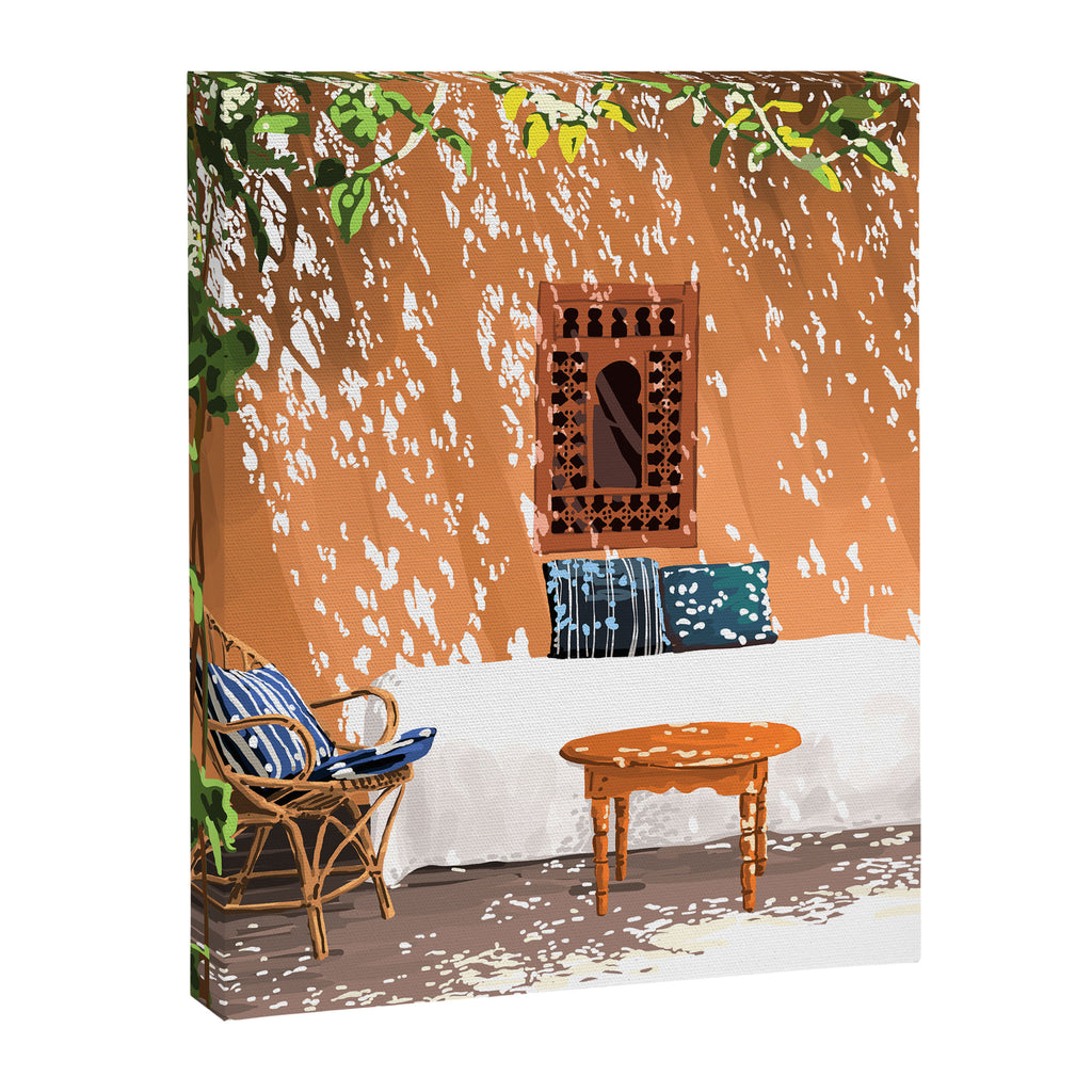 A Relaxed Afternoon | Tropical Summer Architecture | Buildings India Travel Bohemian Décor Painting Canvas Print Gallery Image 6