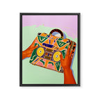 A Suitcase Full of Memories, Retro Cassette Music Mix Tape, Vintage Concept Eclectic Hands Bags Fashion Bohemian Painting Framed Canvas Print Gallery Image 6