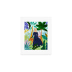 African Safari, Colorful Tropical Jungle Travel, Botanical Watercolor, Blonde Woman with a Leopard Art Print Gallery Image 1
