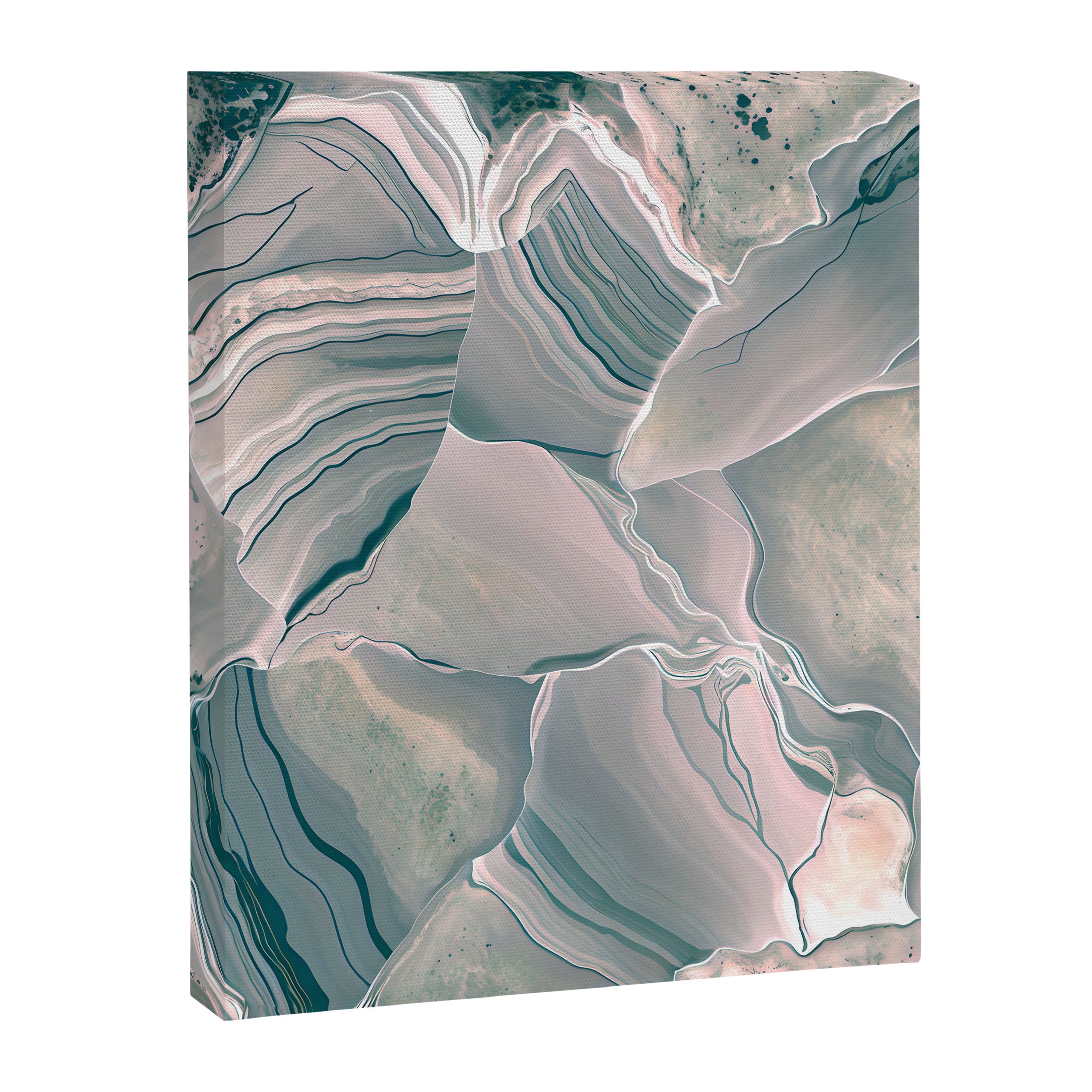 Agate Glow, Abstract Nature Rocks Photography, Texture Graphic Subdued, Grey Pink Geometric Pattern, Eclectic Contemporary Modern Boho Canvas Print Gallery Image 6