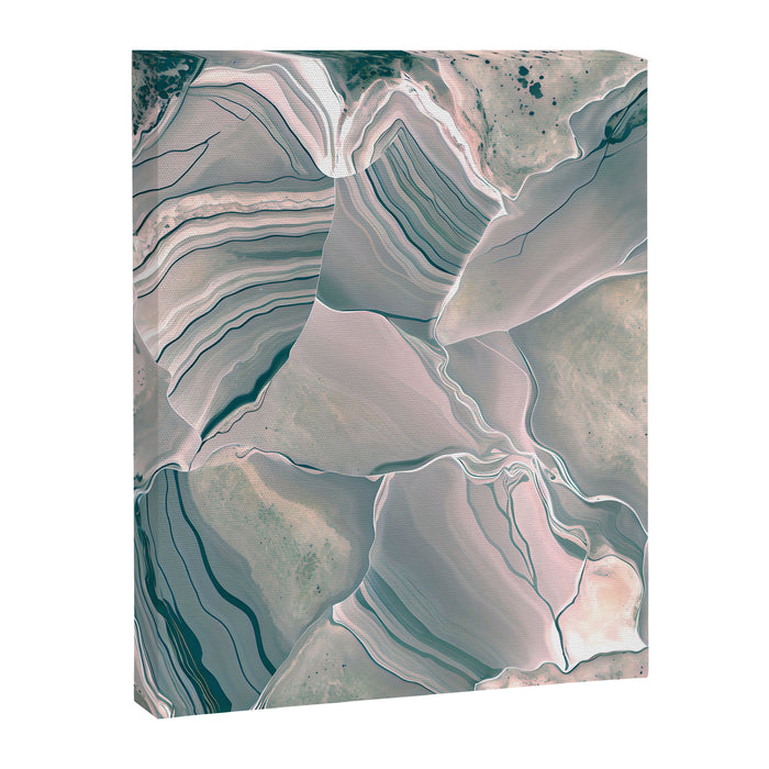 Agate Glow, Abstract Nature Rocks Photography, Texture Graphic Subdued, Grey Pink Geometric Pattern, Eclectic Contemporary Modern Boho Canvas Print Gallery Image 1