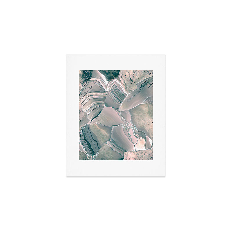 Agate Glow, Abstract Nature Rocks Photography, Texture Graphic Subdued, Grey Pink Geometric Pattern, Eclectic Contemporary Modern Boho Art Print Gallery Image 1