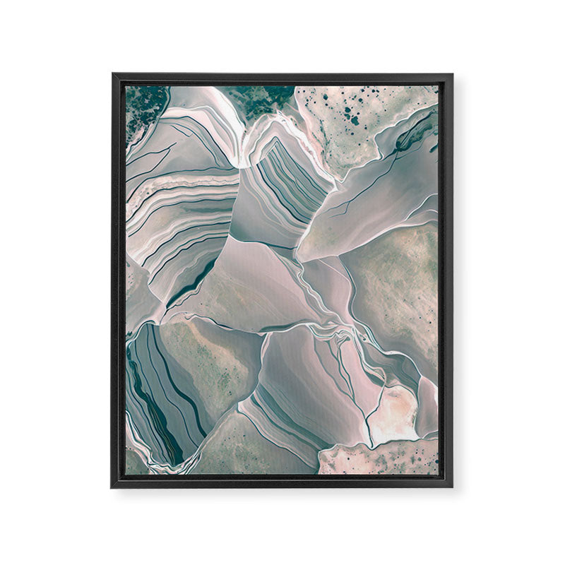 Agate Glow, Abstract Nature Rocks Photography, Texture Graphic Subdued, Grey Pink Geometric Pattern, Eclectic Contemporary Modern Boho Framed Canvas Print Gallery Image 6