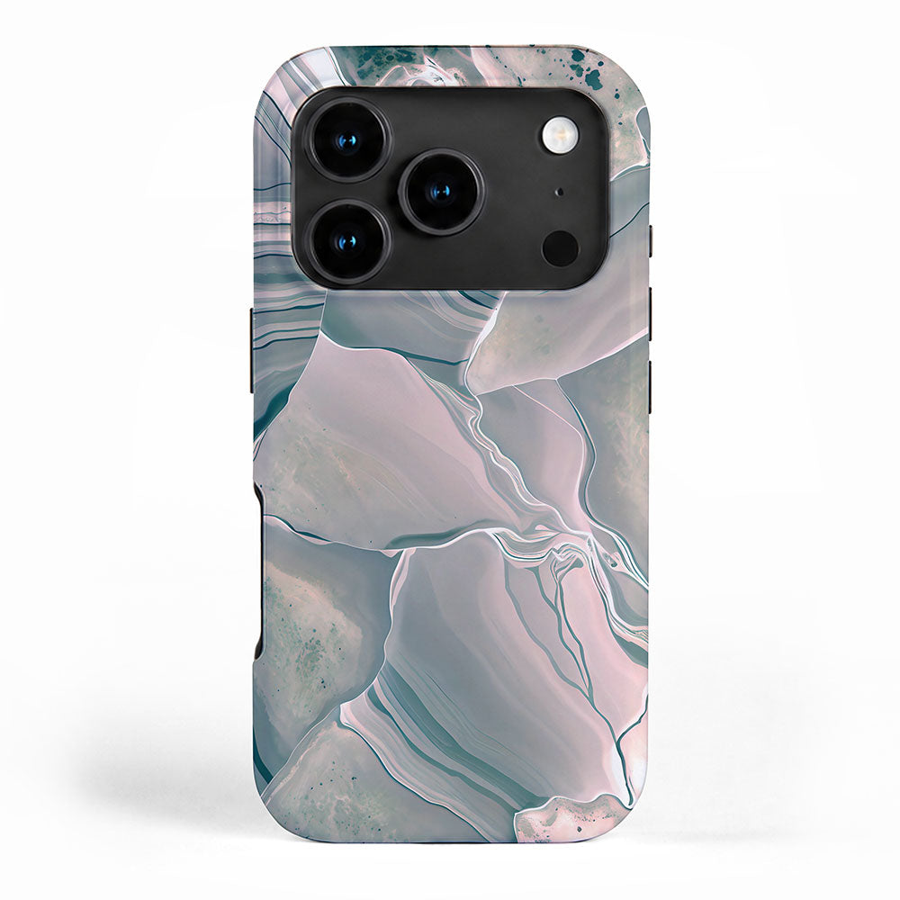 Agate Glow, Abstract Nature Rocks Photography, Texture Graphic Subdued, Grey Pink Geometric Pattern, Eclectic Contemporary Modern Boho iPhone Case Gallery Image 1