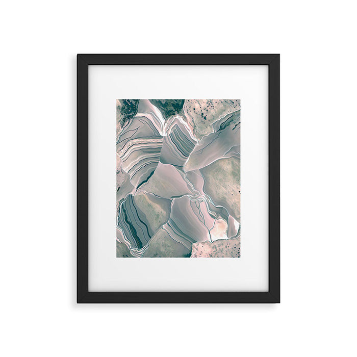 Agate Glow, Abstract Nature Rocks Photography, Texture Graphic Subdued, Grey Pink Geometric Pattern, Eclectic Contemporary Modern Boho Framed Art Print Gallery Image 1