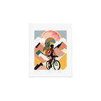 Always a Traveler, Travel Adventure Collage Nomad Lifestyle, Never Settle Explore Digital Black Man Cycling, Mountains Nature Landscape Eclectic Bohemian Contemporary Graphic  Art Print Gallery Image 1