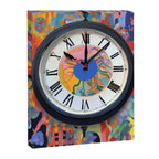Anxiety, Mental Wellness Awareness Time, Peace of Mind Wall Clock Tower, Eclectic Roman Bohemian Colorful Painting Canvas Print Gallery Image 6