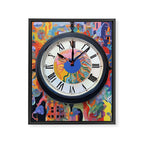 Anxiety, Mental Wellness Awareness Time, Peace of Mind Wall Clock Tower, Eclectic Roman Bohemian Colorful Painting Framed Canvas Print Gallery Image 6
