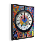 Anxiety, Mental Wellness Awareness Time, Peace of Mind Wall Clock Tower, Eclectic Roman Bohemian Colorful Painting Framed Canvas Print Gallery Image 2