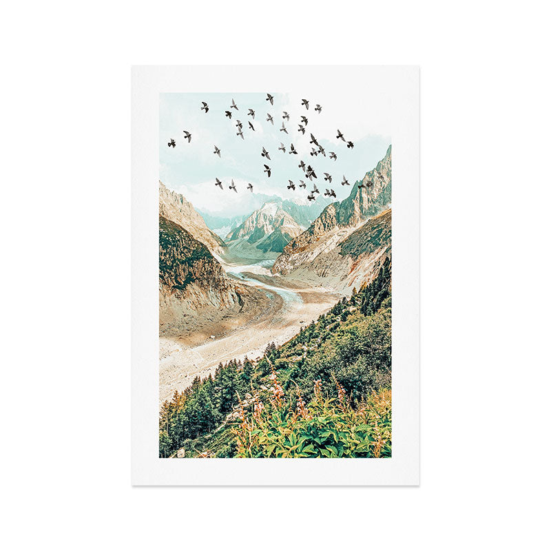 Apricity, Scenic Neutral Pastel Nature Travel Photography, Mountains Exotic Birds Landscape Path Art Print Gallery Image 1