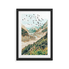 Apricity, Scenic Neutral Pastel Nature Travel Photography, Mountains Exotic Birds Landscape Path Framed Art Print Gallery Image 2