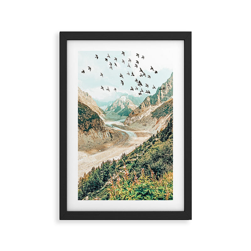 Apricity, Scenic Neutral Pastel Nature Travel Photography, Mountains Exotic Birds Landscape Path Framed Art Print Gallery Image 2